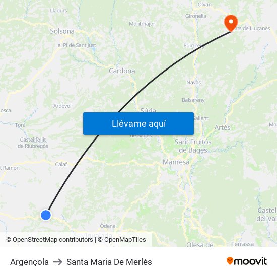 Argençola to Santa Maria De Merlès map