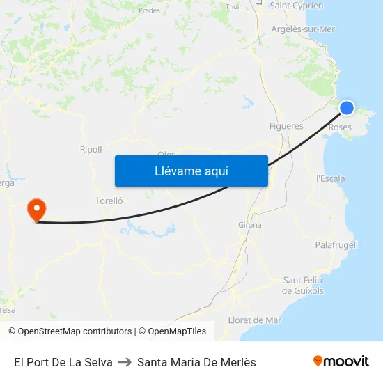 El Port De La Selva to Santa Maria De Merlès map