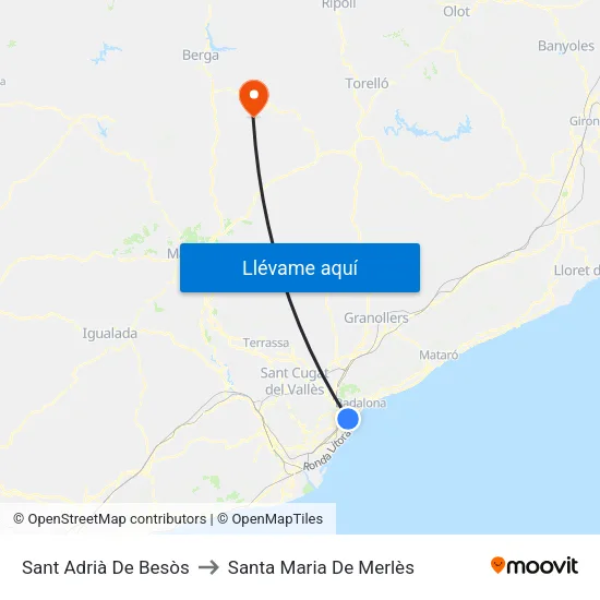 Sant Adrià De Besòs to Santa Maria De Merlès map
