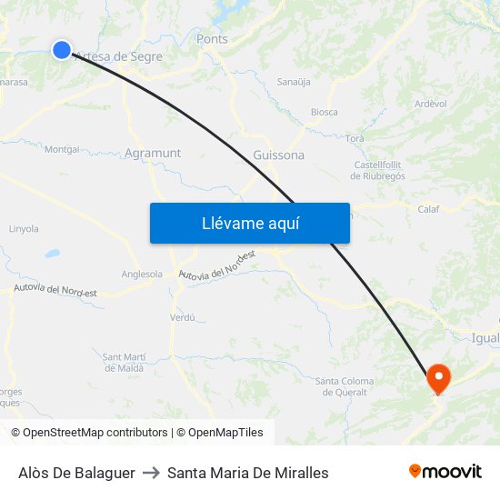 Alòs De Balaguer to Santa Maria De Miralles map