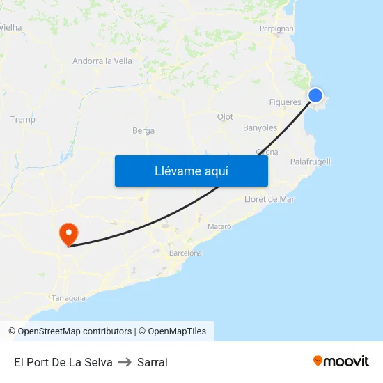 El Port De La Selva to Sarral map