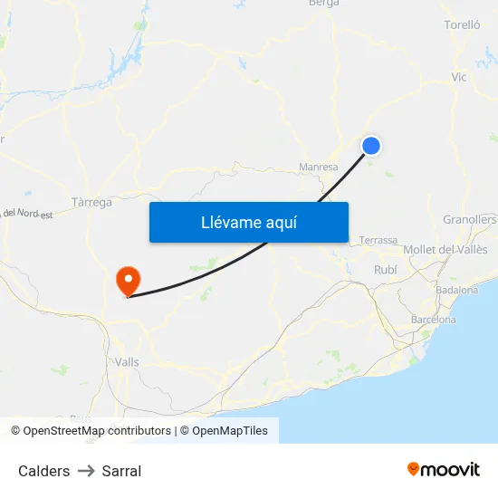 Calders to Sarral map