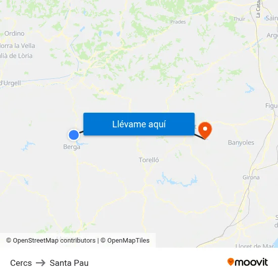 Cercs to Santa Pau map