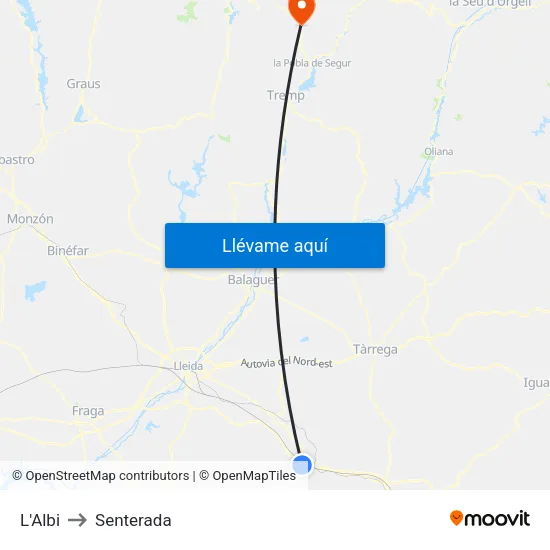 L'Albi to Senterada map
