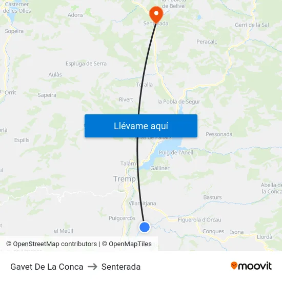 Gavet De La Conca to Senterada map