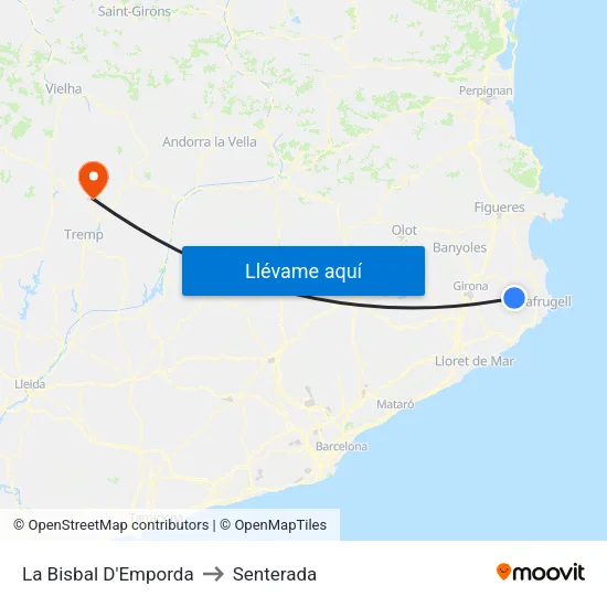 La Bisbal D'Emporda to Senterada map
