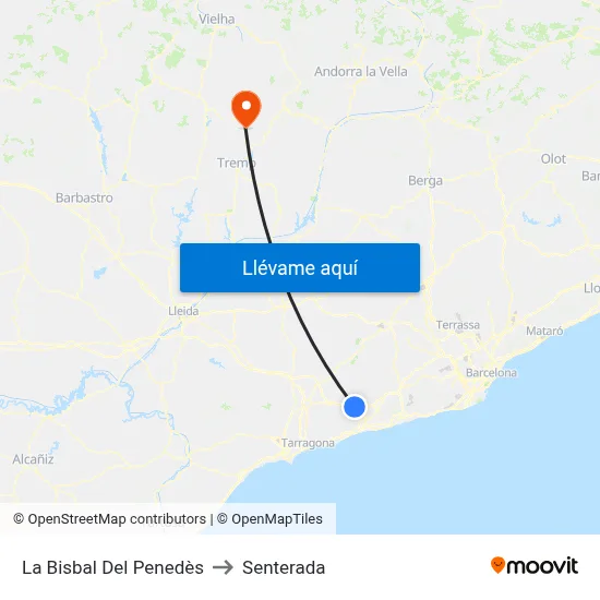 La Bisbal Del Penedès to Senterada map
