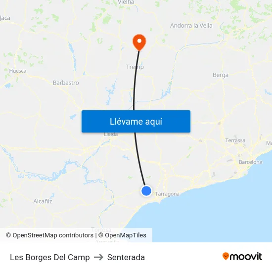 Les Borges Del Camp to Senterada map