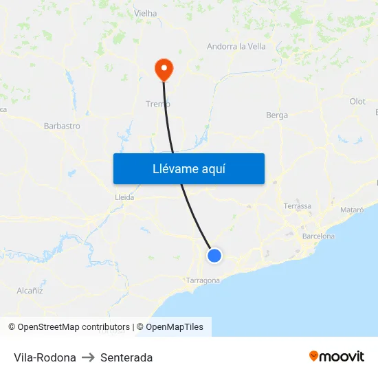 Vila-Rodona to Senterada map