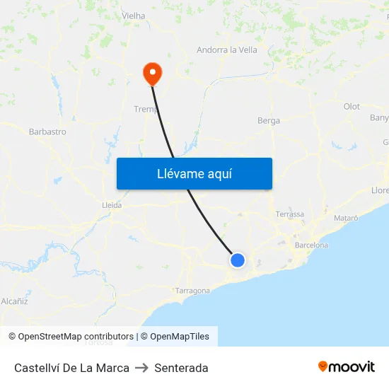 Castellví De La Marca to Senterada map