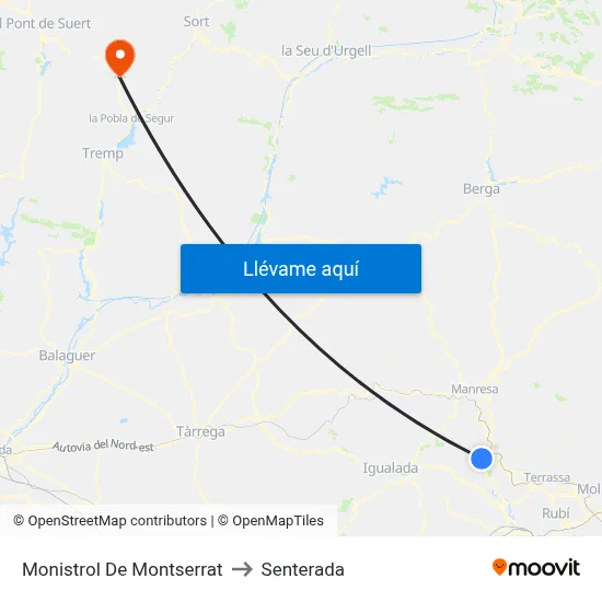 Monistrol De Montserrat to Senterada map