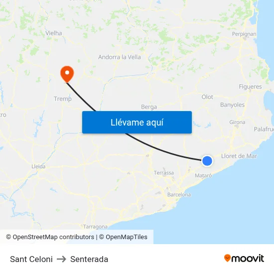 Sant Celoni to Senterada map