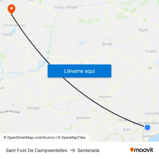 Sant Fost De Campsentelles to Senterada map