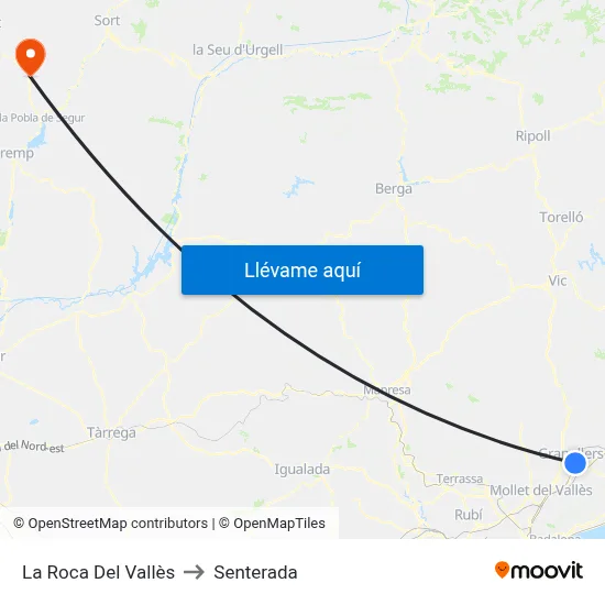 La Roca Del Vallès to Senterada map
