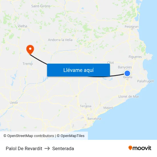 Palol De Revardit to Senterada map
