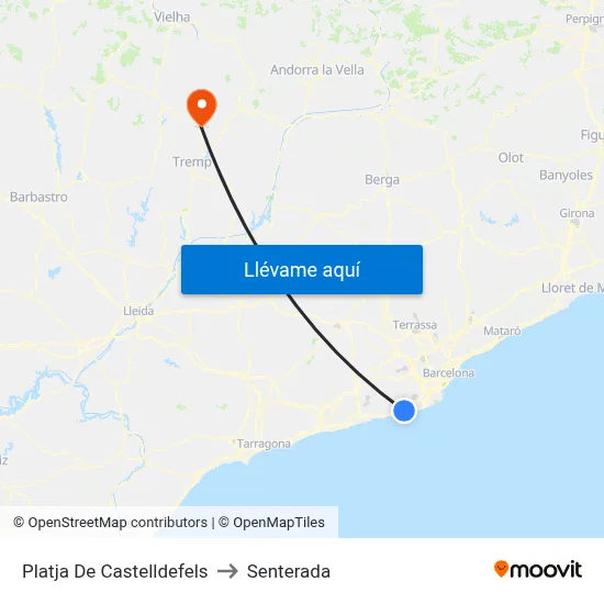 Platja De Castelldefels to Senterada map