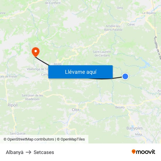 Albanyà to Setcases map