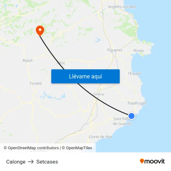 Calonge to Setcases map