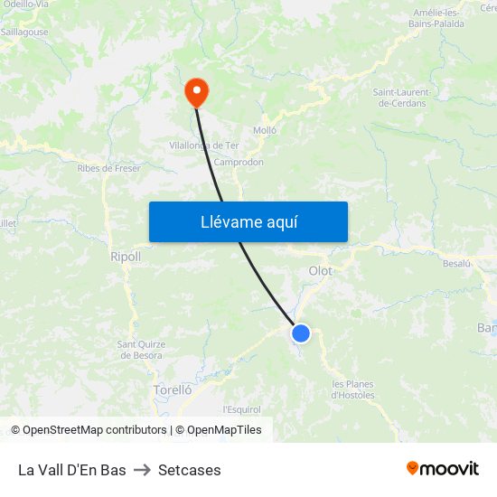 La Vall D'En Bas to Setcases map