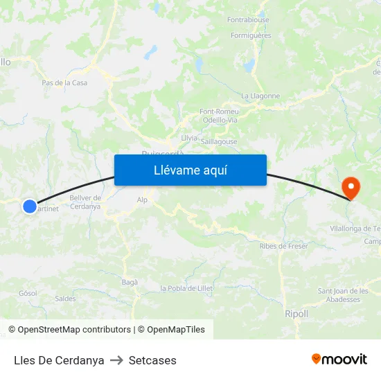 Lles De Cerdanya to Setcases map