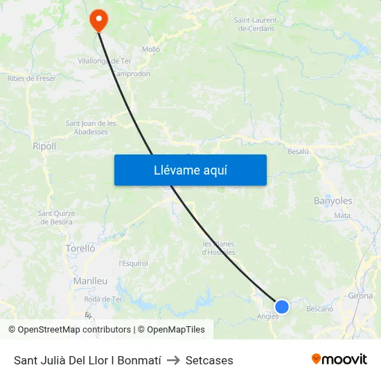 Sant Julià Del Llor I Bonmatí to Setcases map