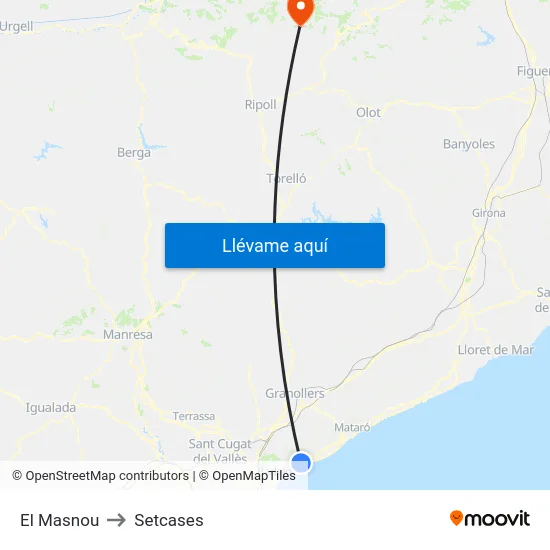 El Masnou to Setcases map