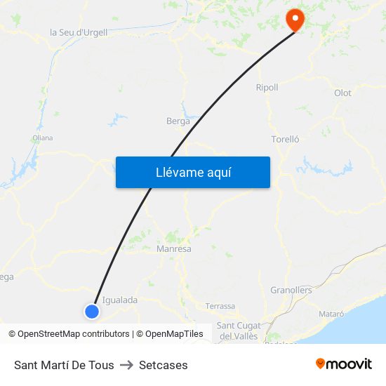 Sant Martí De Tous to Setcases map