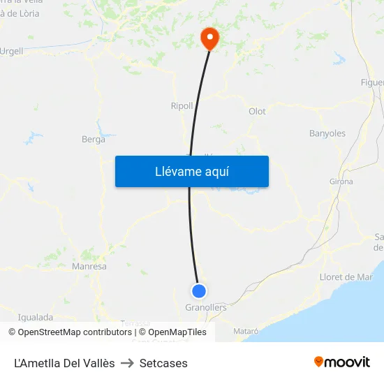 L'Ametlla Del Vallès to Setcases map