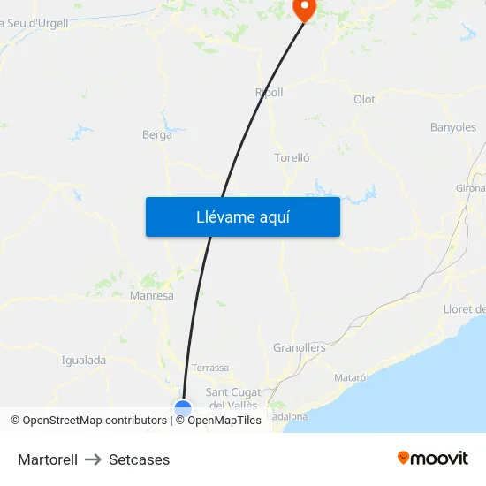 Martorell to Setcases map