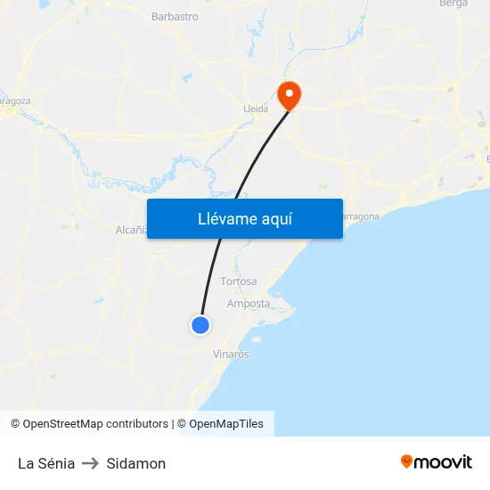 La Sénia to Sidamon map