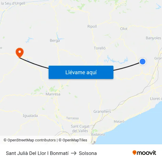 Sant Julià Del Llor I Bonmatí to Solsona map