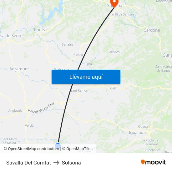 Savallà Del Comtat to Solsona map