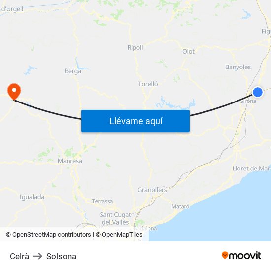 Celrà to Solsona map