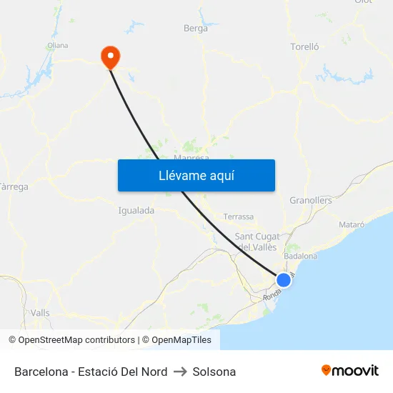 Barcelona - Estació Del Nord to Solsona map