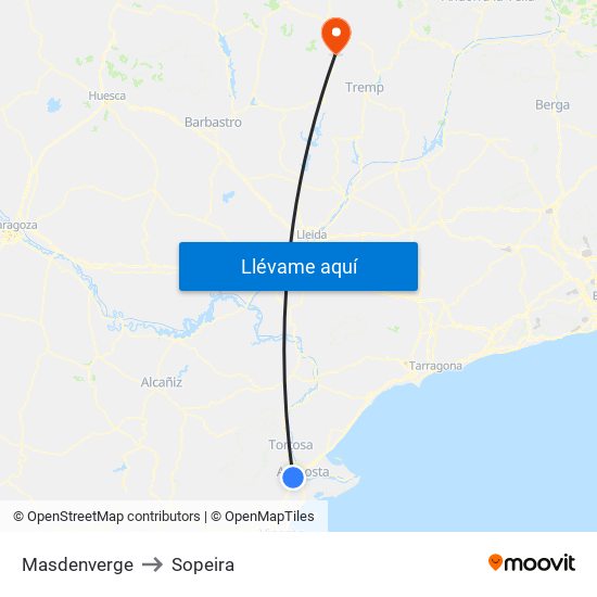 Masdenverge to Sopeira map