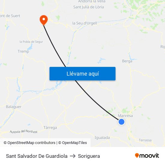 Sant Salvador De Guardiola to Soriguera map