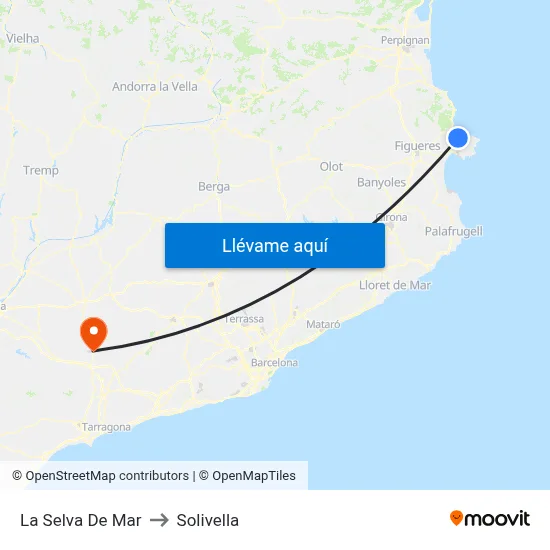 La Selva De Mar to Solivella map