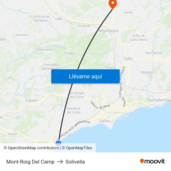 Mont-Roig Del Camp to Solivella map