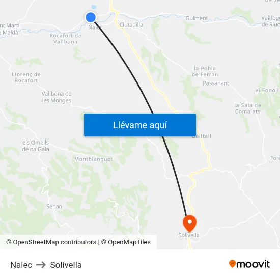 Nalec to Solivella map