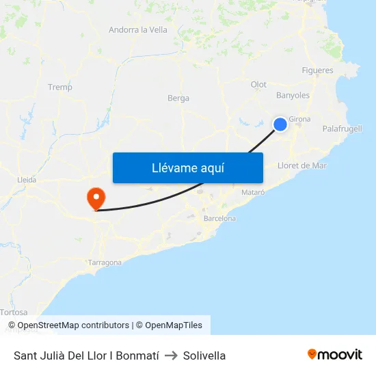 Sant Julià Del Llor I Bonmatí to Solivella map