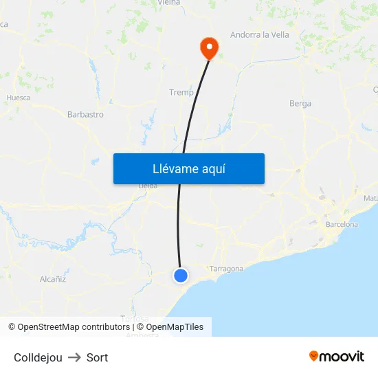 Colldejou to Sort map