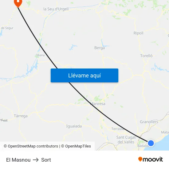 El Masnou to Sort map