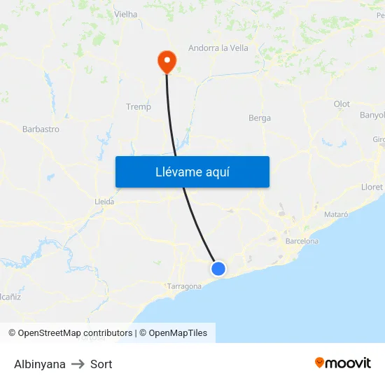 Albinyana to Sort map