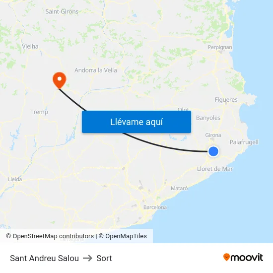 Sant Andreu Salou to Sort map