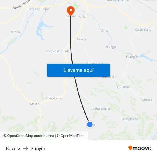Bovera to Sunyer map