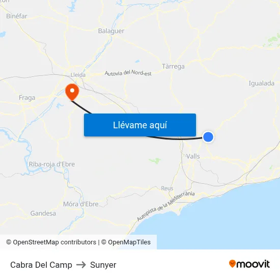 Cabra Del Camp to Sunyer map