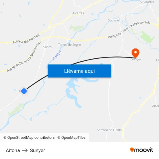 Aitona to Sunyer map