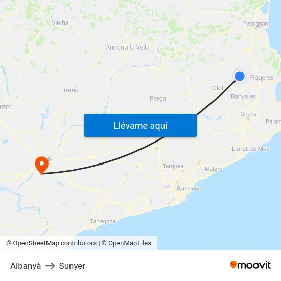 Albanyà to Sunyer map
