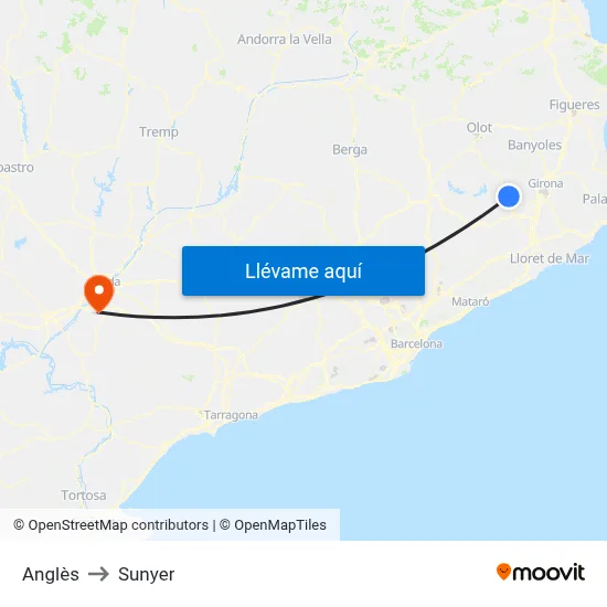 Anglès to Sunyer map