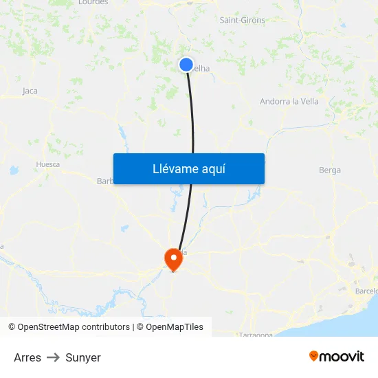Arres to Sunyer map